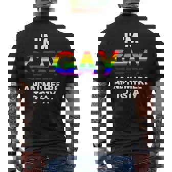 I'm Gay And I'm Proud Gay Boyfriend LGBTQ Rainbow Flag Men's Back Print T-Shirt - Monsterry