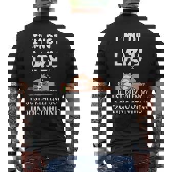 I'm Not Lazy I Just Really Enjoy Doing Nothing Coffee Sloth Men's Back Print T-Shirt - Monsterry