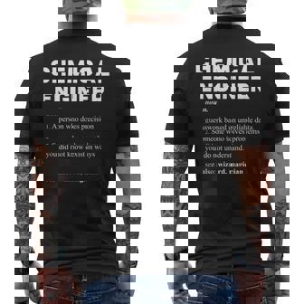 Ingeniero Químico Divertida Definición De Diccionario Camiseta Hombre Estampado Espalda - Regaloses