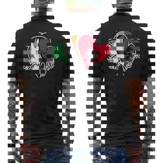 Ireland Albania Flag Heart Half Irish Half Albanian Roots Men's Back Print T-Shirt - Monsterry