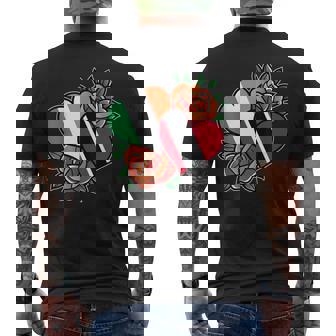 Ireland Trinidad And Tobago Flag Heart Half Irish Half Trini Men's Back Print T-Shirt - Monsterry