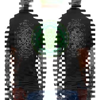 Irish Blessing Celtic Knot & 4-Leaf Clover Luck Men's T-shirt Back Print | Mazezy
