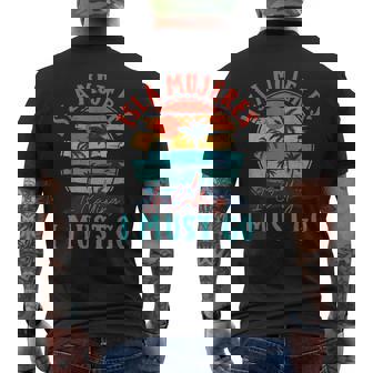 Isla Mujeres Is Calling I Must Go Beach Vacation Vintage Men's Back Print T-Shirt - Monsterry