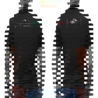 Italian Flag Heartbeat Mountaineering Alpinist Climbing Men's Back Print T-Shirt - Monsterry