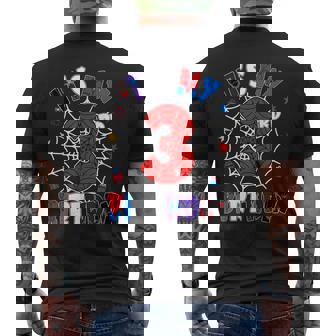 It's My 3Rd Birthday Spider Theme Party Boys 3 Years Old Men's T-shirt Back Print - Thegiftio