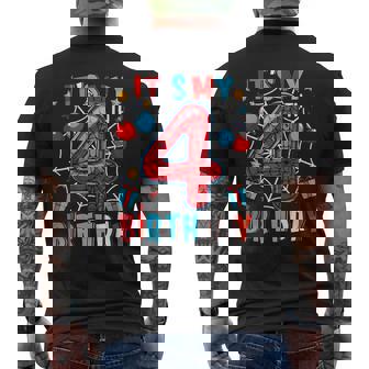 It's My 4Th Birthday Spider Theme Party Boy Birthday Men's T-shirt Back Print - Thegiftio