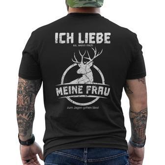 Jäger Ich Liebe Es Wenn Mich Meine Frau Zum Jagen Lässt Hagd German L T-Shirt mit Rückendruck - Geschenkecke