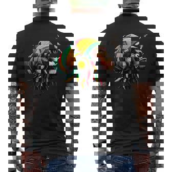 Jamaican Roots Reggae Chimpancé Auriculares Rastafari Mono Camiseta Hombre Estampado Espalda - Regaloses