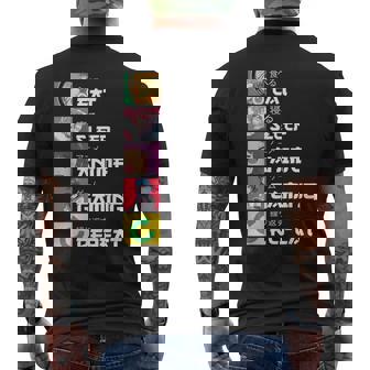 Japan Boba Manga Kawaii Cool Gamer Japanese Eat Sleep Anime Gaming Repeat -Youth Black Small Anime Men's T-shirt Back Print - Monsterry