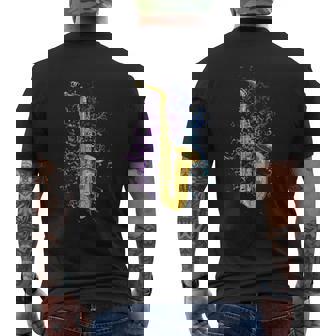 Jazz Saxophoniste Saxo Notes De Musique Saxophone T-shirt imprimé au dos - Cadeauxyz