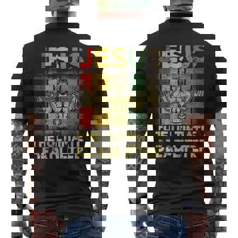 Jesús El Mejor Gimnasio De Peso Muerto Haciendo Ejercicio Fitness Camiseta Hombre Estampado Espalda - Regaloses
