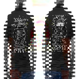 Is This Jolly Enough Cat Christmas Tree Lights Men's Back Print T-Shirt - Monsterry