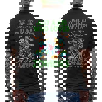 Just A Kid Who Loves Zombies Halloween Zombie Enthusiast Men's Back Print T-Shirt - Monsterry
