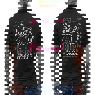 Just Married 2025 Honeymoon Wedding Couples Fiancee Lover Men's Back Print T-Shirt - Monsterry