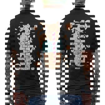 Kawaii Cat Boba Tea Japanese Anime Bubble Tea Neko Men's Back Print T-Shirt - Monsterry