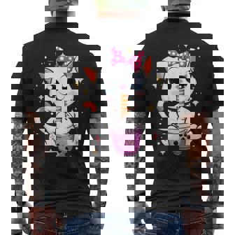 Kawaii Neko Anime Cat Boba Drink Bubble Tea Tapioca Men's Back Print T-Shirt - Monsterry