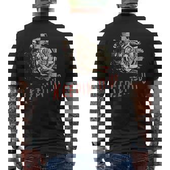 Keepin' It Up Skeleton Aircraft Mechanic Humor Men's T-shirt Back Print - Monsterry