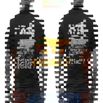 Kids Four 4th Birthday Boy Construction Truck 4 Years Old Boys Men's Back Print T-Shirt - Monsterry