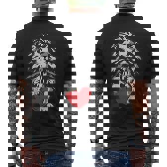 Kids Lion Heart Valentines Day Cute Animal Love Boys Men's Back Print T-Shirt - Monsterry