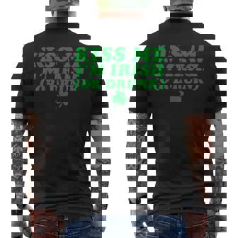 Kiss Me I'm Irish Or Drunk Shamrock Drinking Beer Men's T-shirt Back Print - Thegiftio UK