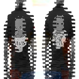 Kit-Tea Cute Kitten In Tea Cup Cat Lover Cat Pun Men's Back Print T-Shirt - Monsterry
