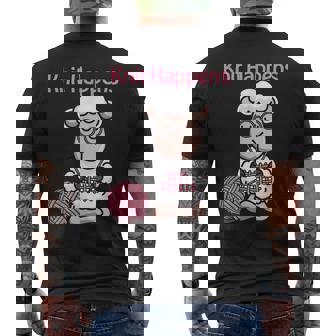Knit Happens Cute Knitting Sheep For Knitters Men's Back Print T-Shirt - Monsterry