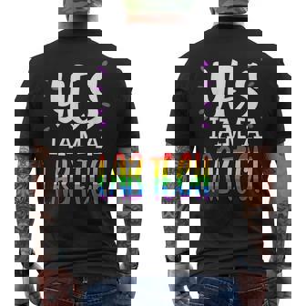 Lab Tech Gay Pride LGBT Rainbow Flag Laboratory Technician Men's Back Print T-Shirt - Monsterry
