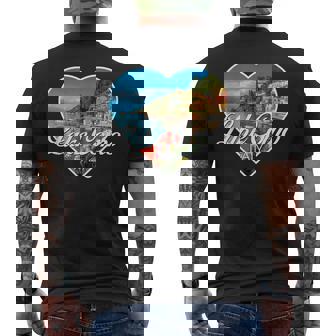 Lake Como Landscape Inside A Heart Silhouette Italy Travel Men's T-shirt Back Print | Mazezy