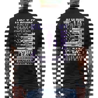 Land The Free Because My Daddy Is Brave Military Child Month Men's T-shirt Back Print | Mazezy
