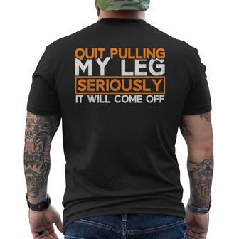 Leg Prosthetic Leg Amputation Amputee One Legged Men's Back Print T-Shirt - Monsterry