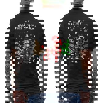 Leopard Buffalo Plaid Matching Toy Poodle Christmas Pajama Premium Men's Back Print T-Shirt - Monsterry
