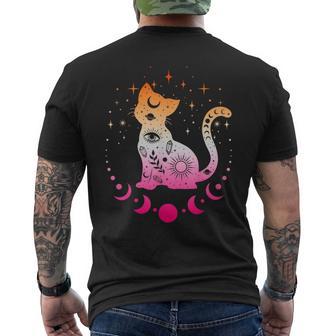 Lesbian Astrology Cat Moon Phases Lesbian Flag T-Shirt mit Rückendruck - Geschenkecke