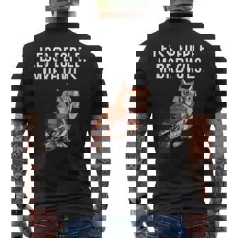 Less People More Owls Eastern Screech-Owl Introvert Men's Back Print T-Shirt - Monsterry