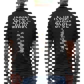 Less People More Owls Western Screech-Owl Introvert Men's Back Print T-Shirt - Monsterry