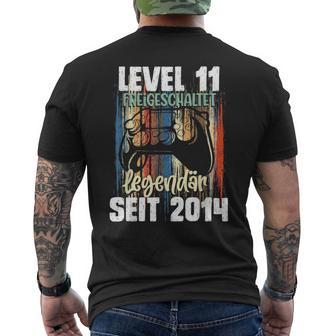 Level 11 Years Birthday Boy Gamer Since 2014 T-Shirt mit Rückendruck - Geschenkecke