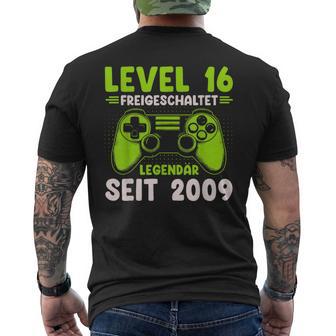 Level 16 Birthday Boy Gamer Nager Decorationintage 2009 T-Shirt mit Rückendruck - Geschenkecke