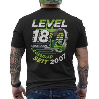 Level 18 Birthday Boy Gamer Man Decoration Age 2007 T-Shirt mit Rückendruck - Geschenkecke