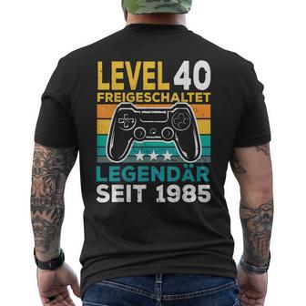 Level 40 Birthday Boy Gamer Man Decorationintage 1985 T-Shirt mit Rückendruck - Geschenkecke