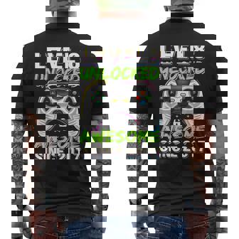 Level 8 Unlocked Awesome Since 2017 8Th Birthday Gaming Boys Men's T-shirt Back Print - Thegiftio UK