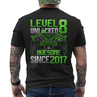 Level 8 Unlocked 8 Year Old For Boys 8Th Birthday Boy Men's T-shirt Back Print - Thegiftio UK