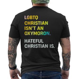 LGBTQ Christian Isn't An Oxymoron Hateful Men's Back Print T-Shirt - Monsterry