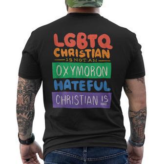 LGBTQ Christian Is Not An Oxymoron Hateful Christian Is Tank Top Men's Back Print T-Shirt - Monsterry