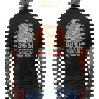 Library Book Fair Queen Vibe Groovy Retro School Reading Men's Back Print T-Shirt - Monsterry