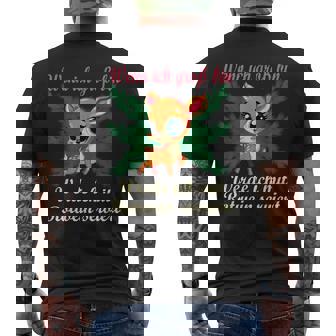 Liebe Zur Weihnachtszeit Reh Kitz Rehkitz Rotwein Tannen T-Shirt mit Rückendruck - Geschenkecke