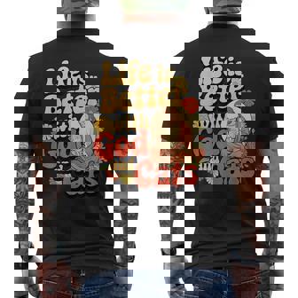 Life Is Better With God And Cats Inspirational Faithful Tees Men's Back Print T-Shirt - Monsterry