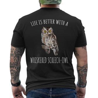 Life Is Better With A Whiskered Screech-Owl Bird Lover Men's Back Print T-Shirt - Monsterry
