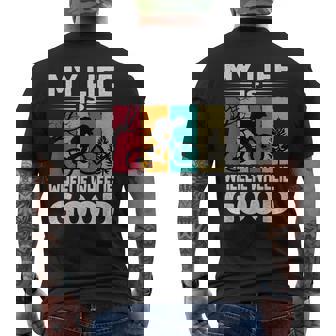 My Life Is Wheelie Wheelie Good Biking Biker Jokes T-shirt imprimé au dos - Cadeauxyz