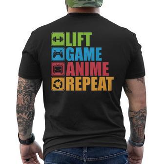 Lift Anime Game Repeat Gym For Geeks And Nerds T-Shirt mit Rückendruck - Geschenkecke