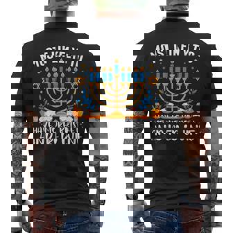 Most Likely To Have More Brisket & Red Wine Jewish Hanukkah Men's Back Print T-Shirt - Monsterry