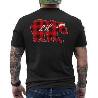 Lil Bear Red Plaid Christmas Pajama Bear Family Xmas Men's Back Print T-Shirt - Monsterry